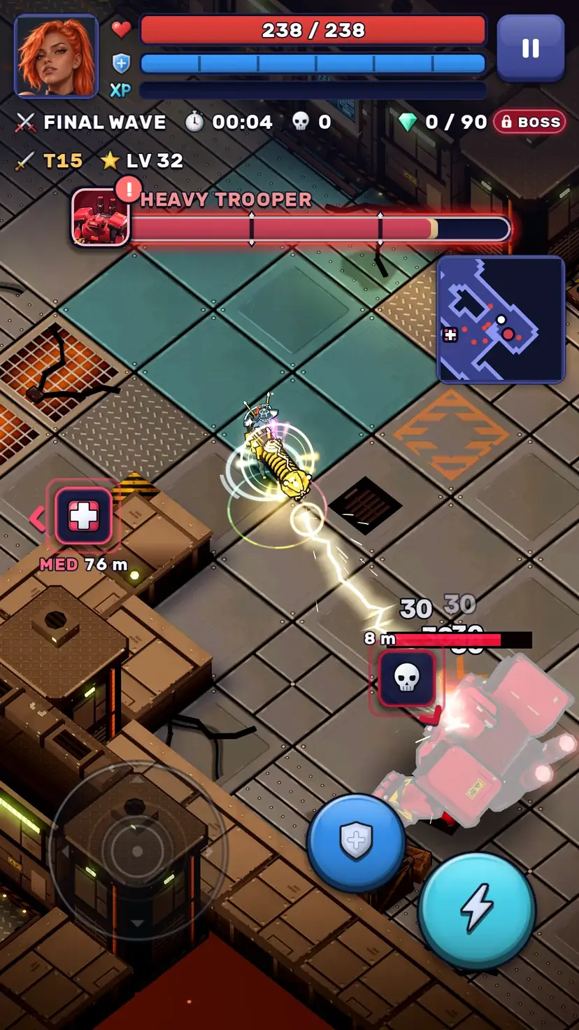 Merge Raiders gameplay: Fighting the Heavy Trooper boss